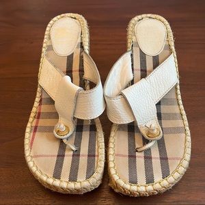 Burberry Shoes Burberry White Espadrille Wedge Thong Sandals Size 8